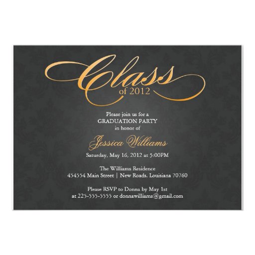 Classy Graduation Party Invitations (front side)
