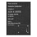 classy gray leather Graduation party Invitation invitations