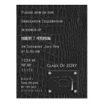 classy gray leather Graduation party Invitation postcards