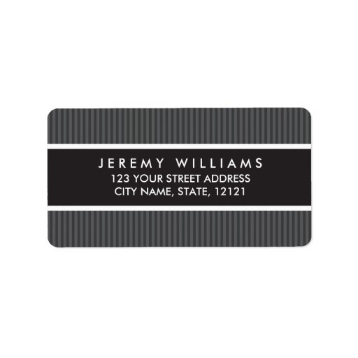 Classy gray stripes return address address label Zazzle
