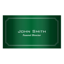 Classy Green Framed Funeral Business Card