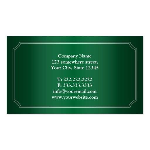 Classy Green Framed Plumbing Business Card (back side)