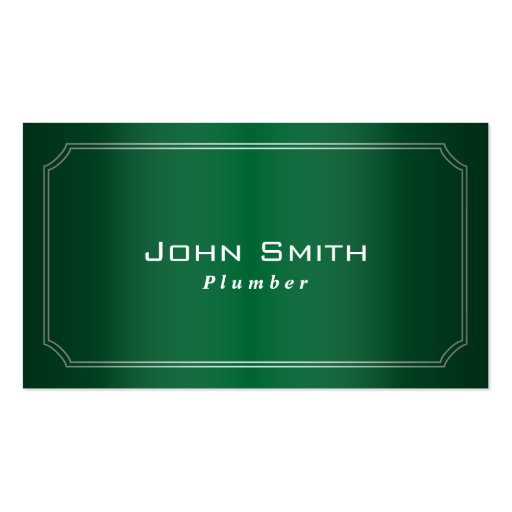 Classy Green Framed Plumbing Business Card (front side)