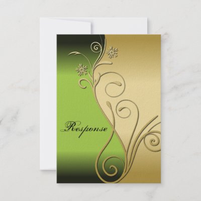 Classy Green Gold Floral Wedding Response RSVP Personalized Invitation by 