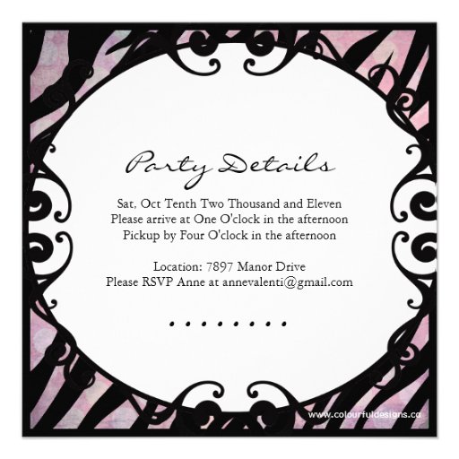 Classy Grunge Zebra Birthday Party Invitation