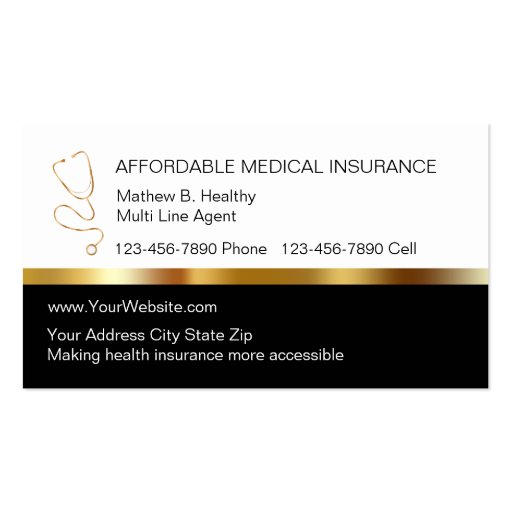 Classy Health Insurance Business Cards (front side)