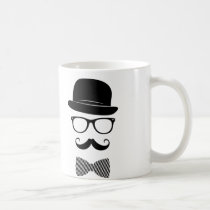 classy, hipster, fashion, indie, black, mustache, vintage, bow-tie, swag, style, hat, funny, grunge, glasses, mug, Mug with custom graphic design