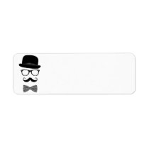 funny, hipster, mustache, boho, glasses, bow-tie, classy, vintage, fashion, icons, indie, style, hat, geek, mustache and glasses, geeky, return, address, labels, Etiqueta com design gráfico personalizado