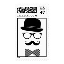 classy, hipster, fashion, indie, black, mustache, vintage, bow-tie, swag, stamp, style, hat, funny, grunge, glasses, postage, Stamp with custom graphic design