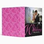 Classy Hot Pink and Black Wedding Photo Album 3 Ring Binder