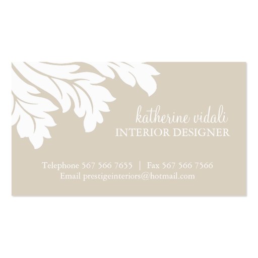 CLASSY INTERIOR DESIGNER  BUSINESS CARD (back side)