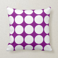 Classy Large White Polka Dots on Purple Throw Pillow