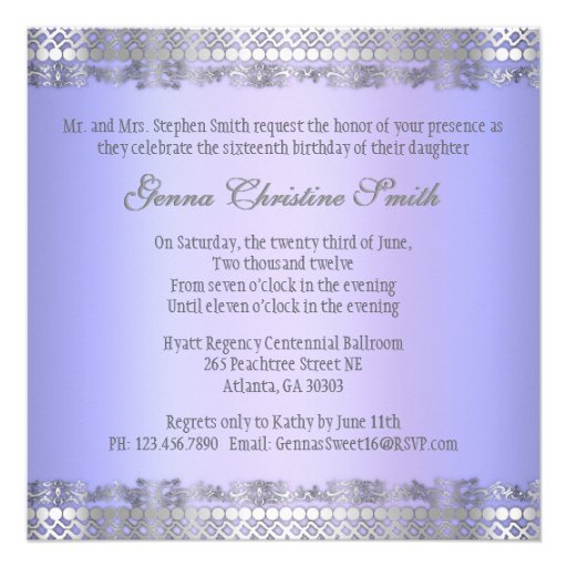 Classy Lavender and Silver Invite
