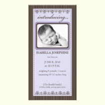 Classy Lavender Customized Birth Announcement photo cards