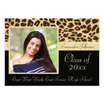 Classy Leopard Print Photo Graduation Announcement