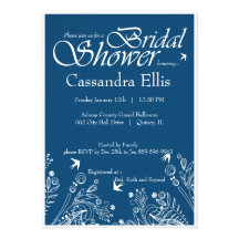Classy Light Blue FlourishBridal Shower Invite