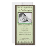 Classy Lime Green Customized Birth Announcement Photo Card Template