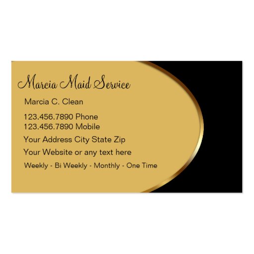 Classy Maid Service Business Cards (front side)