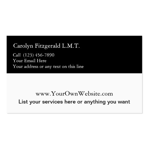 Classy Massage Therapist Business Cards (back side)