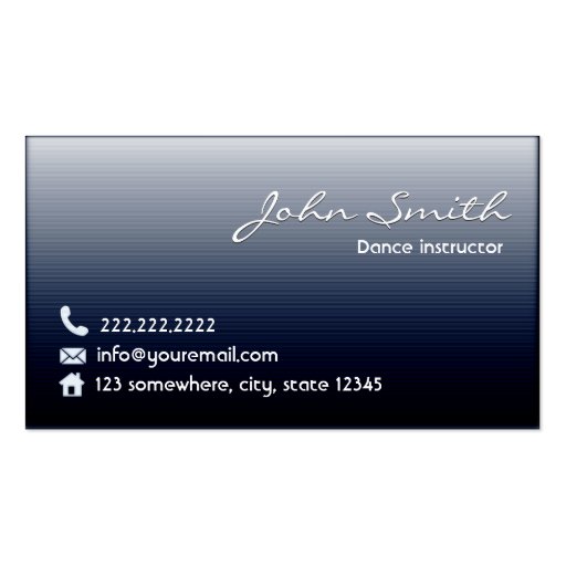 Classy Midnight Blue Dance Business Card (front side)