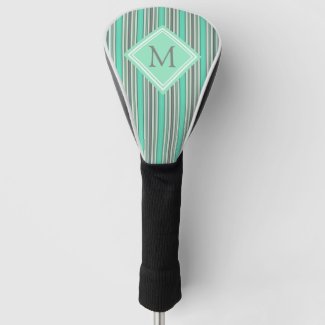 Classy Mint and Gray Vertical Stripes Monogram