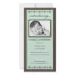Classy Mint Green Customized Birth Announcement Picture Card