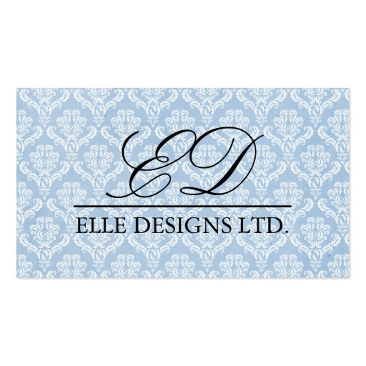 Classy Monogram Damask Business Card (front side)