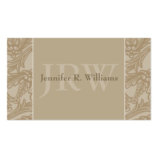 Classy Monogram Latte Business Card (front side)