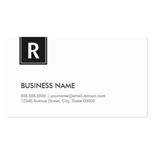 Classy Monogram - Modern Black and White Business Card Template (back side)