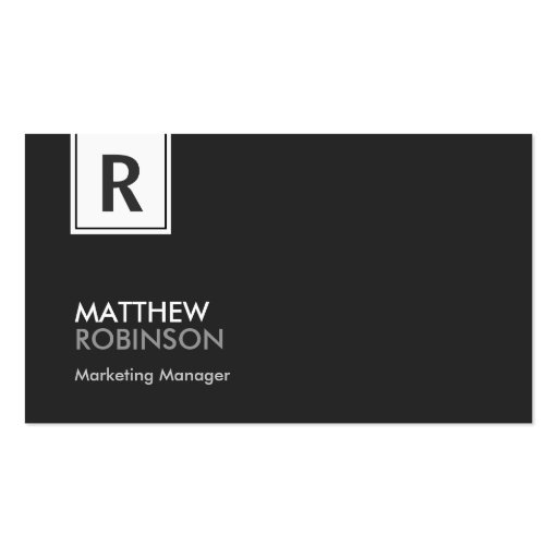 Classy Monogram - Modern Black and White Business Card Template