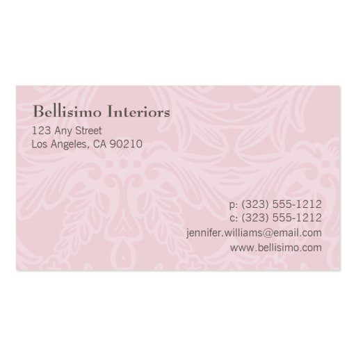 Classy Monogram Pink Business Card (back side)