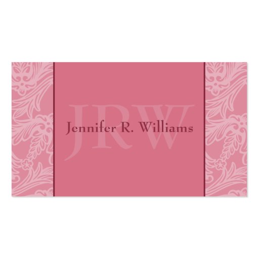 Classy Monogram Pink Business Card (front side)