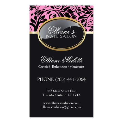 Classy Nail Salon and Aesthetics Business Cards (front side)