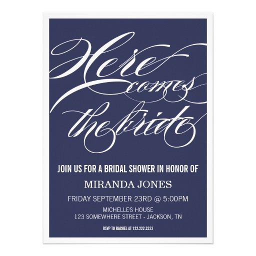 Classy Navy Bridal Shower Invitations