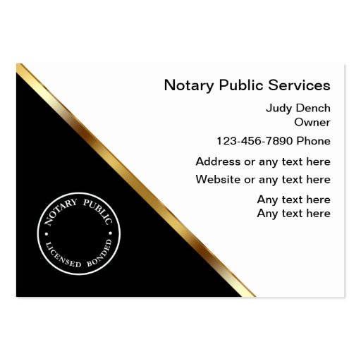 Classy Notary Service Business Cards (front side)