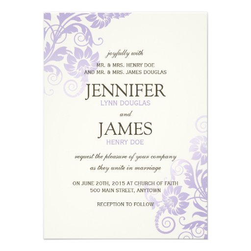 Classy Ombre Lilac Wedding Invitations