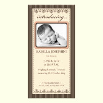 Classy Peach Customized Birth Announcement photo cards