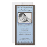 Classy Periwinkle Customized Birth Announcement Personalized Photo Card