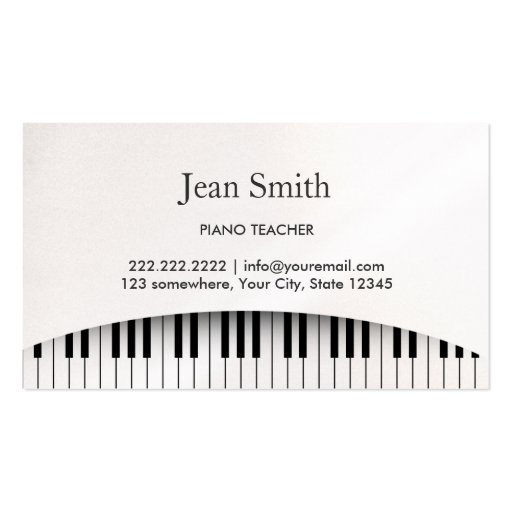 Classy Piano Keys Piano Teacher Business Card (front side)