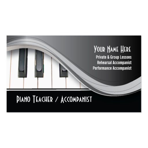 Classy Piano Teacher Business Card (front side)