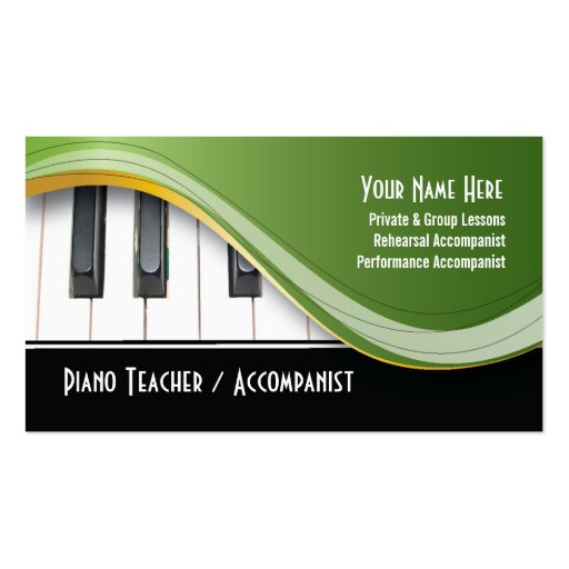 Classy Piano Teacher Business Card (front side)