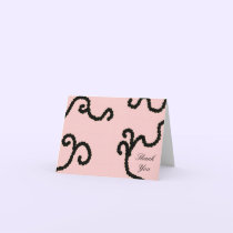 Classy Pink and Black Bead Thank You Card cards