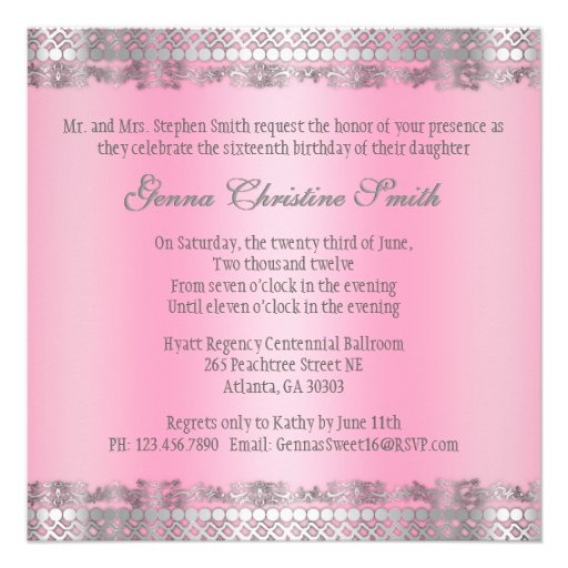 Classy Pink and Silver Invite