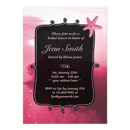 Classy Pink Beach Starfish Bridal Shower Invite