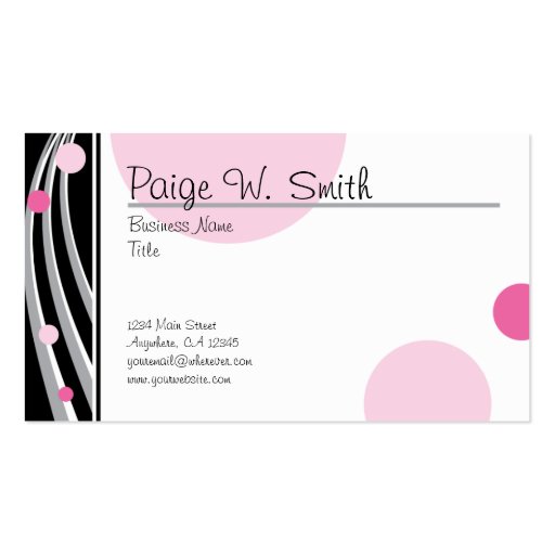 Classy Pink Black Grey business card (back side)