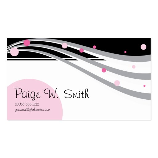 Classy Pink Black Grey business card (front side)