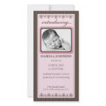 Classy Pink Customized Birth Announcement Photo Greeting Card