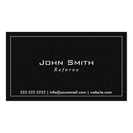 Classy Plain Dark Referee Business Card (front side)