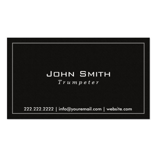 Classy Plain Dark Trumpeter Business Card (front side)