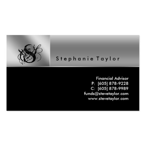 Classy Professional Black Silver Business Card